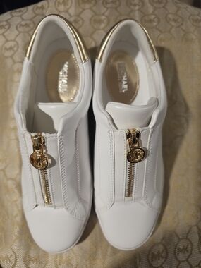 MICHAEL Michael Kors White Sneakers with Gold Accents